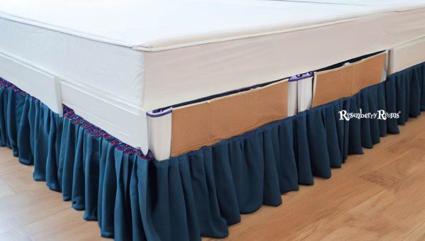 Bed skirt organizers with pockets