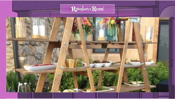 Repurposed Wooden Ladder Shelves