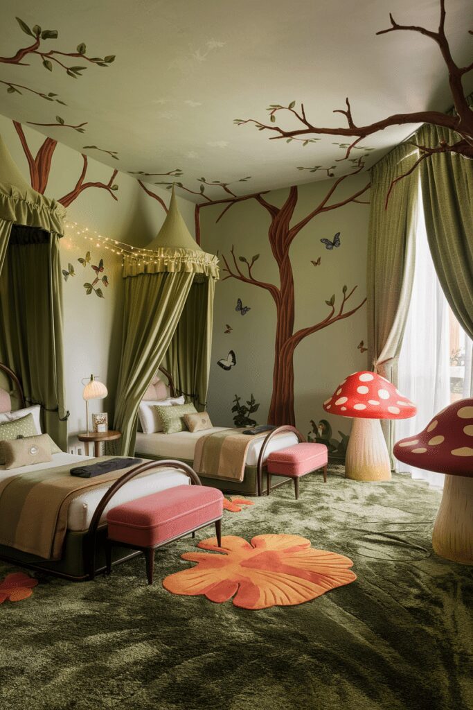 25+ Stylish Ways to Fit 2 Beds in 1 Room 26 0002 2 a whimsical bedroom with a nature inspir dnbk7oDISZiRJdeG5a65Tw XeciM5HiQOeDqGrCUFS GA 1
