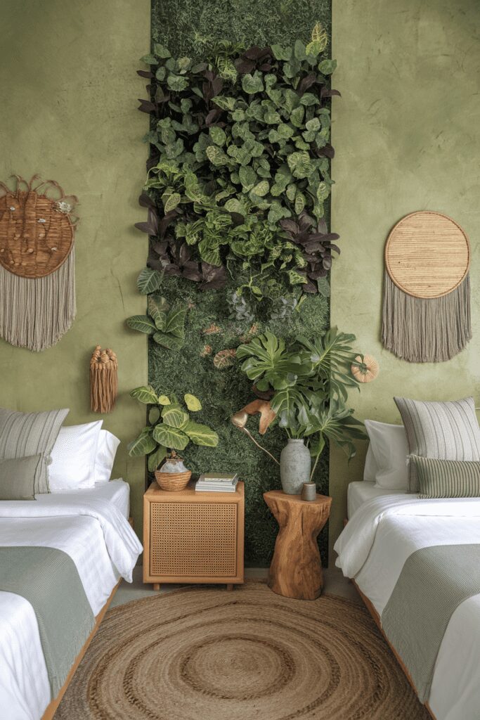 25+ Stylish Ways to Fit 2 Beds in 1 Room 19 0009 3 a photo of a green oasis bedroom with tw kX8qf43gR5 musTu6JMb0A N3xNBgFYR6yrfvKViuKlvQ 1