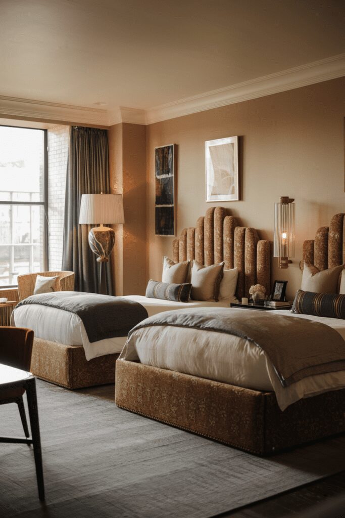 25+ Stylish Ways to Fit 2 Beds in 1 Room 16 0012 3 a photo of a boutique hotel inspired bed O4oU7Ku6SiGmPE1huewFdw xn3XjbArS4Gpu6qRN7fSYQ 1