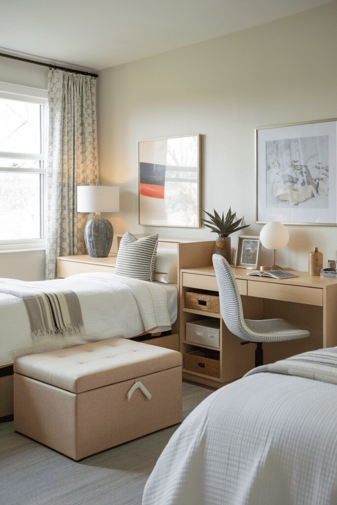 25+ Stylish Ways to Fit 2 Beds in 1 Room 15 0013 3 a photo of a room with two beds and mult ZrpGSmkQQJe08OTwJyICSQ NKPpcaFsQwelYymXPvo4kQ 1