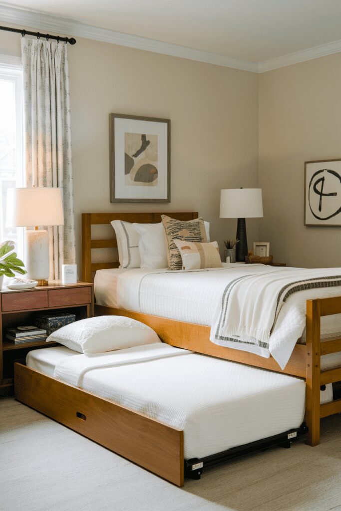 25+ Stylish Ways to Fit 2 Beds in 1 Room 9 0019 3 a photo of a main bed with a trundle bed aC1Khx44SNKiDn4nEm6xEA k41wd1NlQx6XLUJV3pCgWA 1