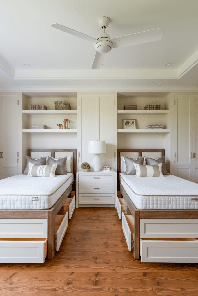 25+ Stylish Ways to Fit 2 Beds in 1 Room 6 0022 2 a photo of a bedroom with two storage be h1fQUcPCQsWvt1bYA F8Rw I2c7e HoThSUhrZ3b vE8A 1