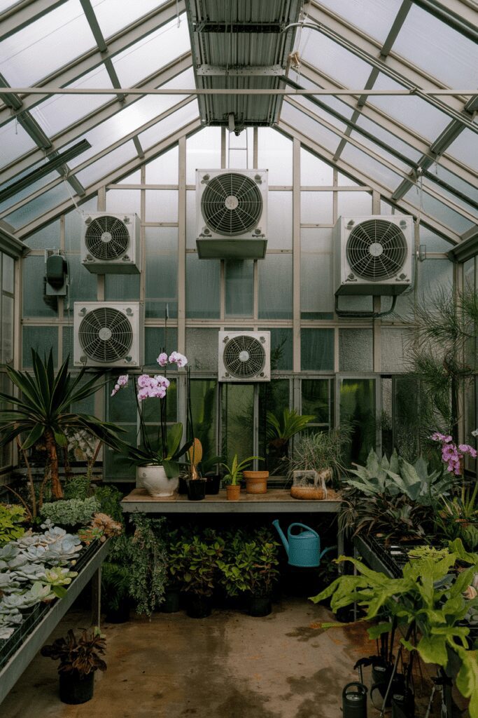 20+ Greenhouse Interior Ideas | Refreshing Designs & Concept 17 Greenhouse Interior Ideas: Automatic Ventilation System for Temperature Control