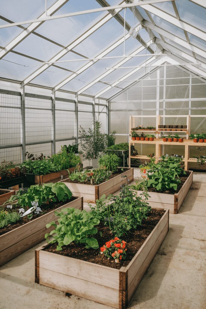 20+ Greenhouse Interior Ideas | Refreshing Designs & Concept 5 Raised Beds for Easy Plant Maintenance Greenhouse Interior Ideas