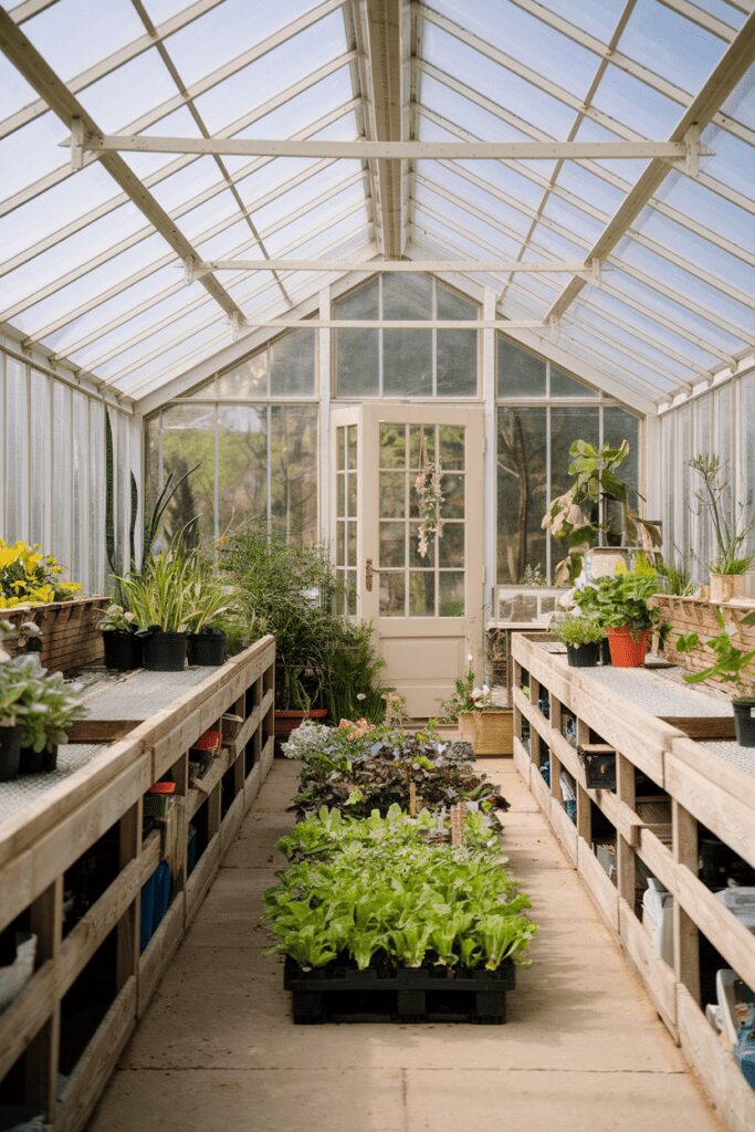 20+ Greenhouse Interior Ideas | Refreshing Designs & Concept 4 Greenhouse Interior Ideas: Greenhouse Benches with Built-In Storage