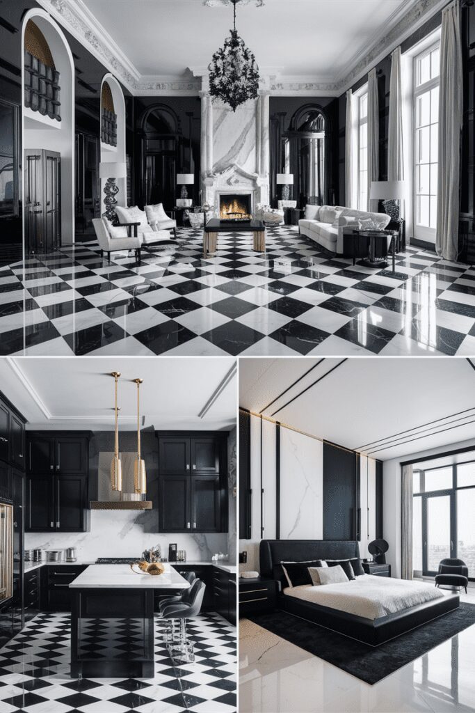 25+ 80s Luxury Interior Ideas - Picture Retro Opulence 15 High-Contrast Interiors with Black and White Luxury Interior Ideas