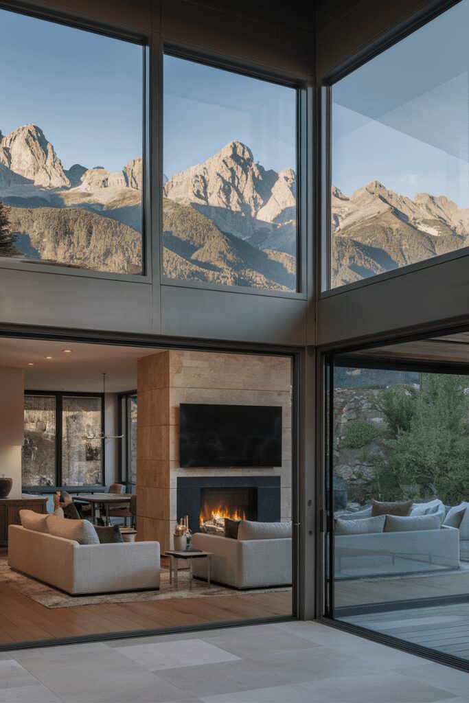 30+ Mountain Modern Home Interior Ideas | Explore Fresh Trends 2 Mountain Modern Home Interior Ideas: Large Windows to Embrace Scenic Views