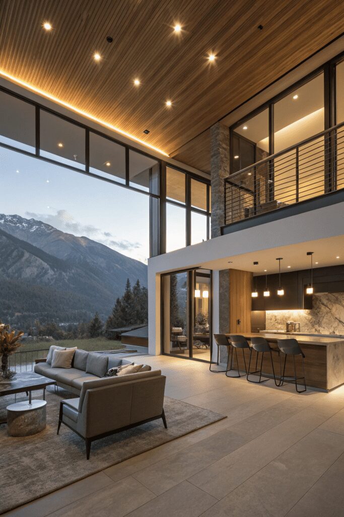 30+ Mountain Modern Home Interior Ideas | Explore Fresh Trends 8 Mountain Modern Home Interior Ideas: Layered Lighting for Dynamic Atmosphere
