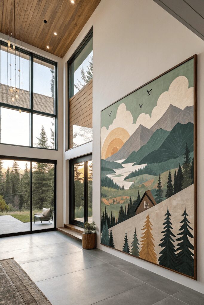 30+ Mountain Modern Home Interior Ideas | Explore Fresh Trends 20 Modern Art Pieces with Nature Themes Mountain Modern Home Interior Ideas