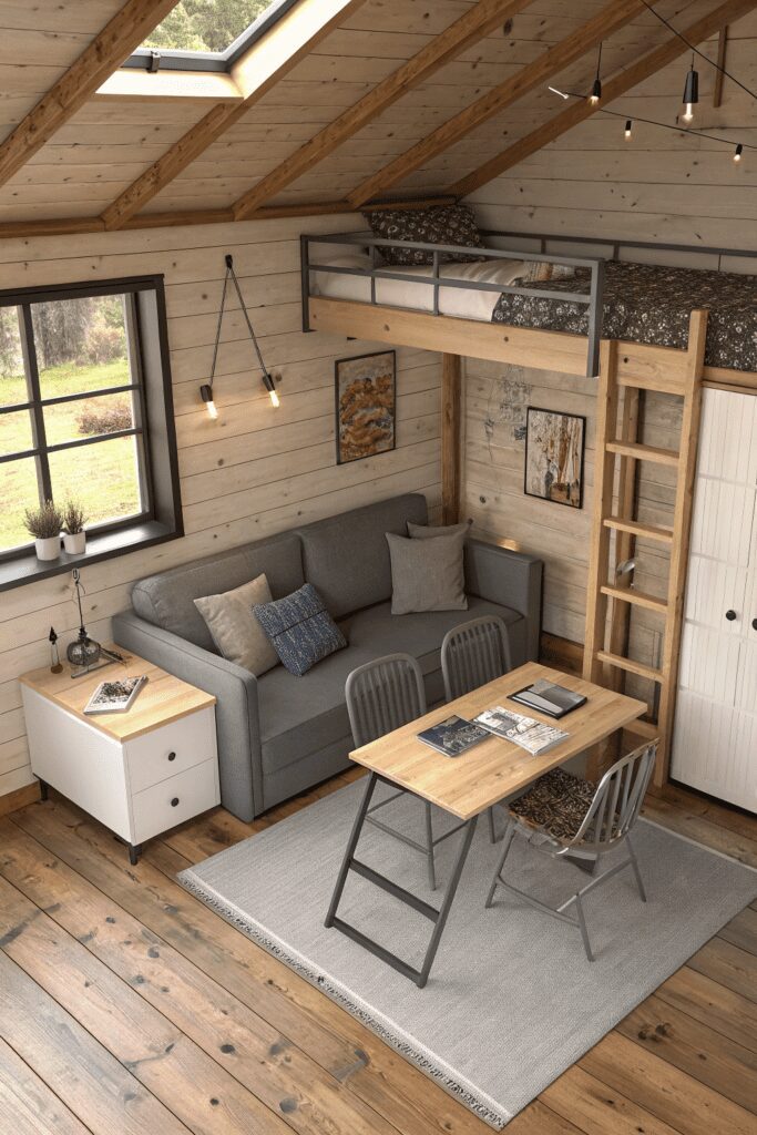 Tiny Cabins Interior Ideas: Smart Space-Saving Furniture Layout