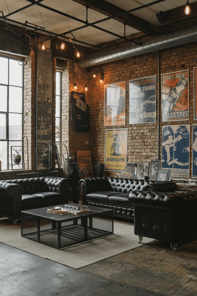 20+ Stunning Black Room Ideas You Need to Try Now! 17 Black Room Ideas: Black Industrial Loft with Exposed Brick