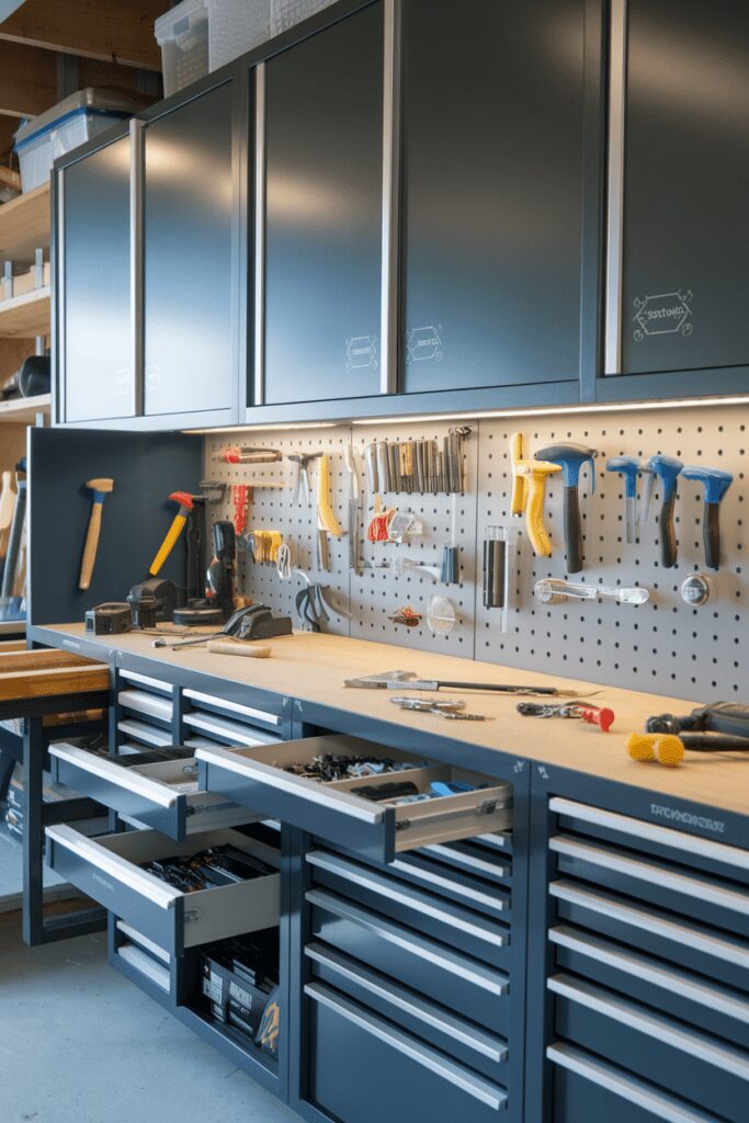 30+ Garage Workshop Layouts Ideas That Will Blow Your Mind! 27 Garage Workshop Layouts Ideas: The Hidden Compartment Workbench