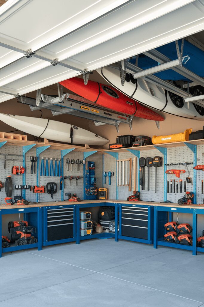 30+ Garage Workshop Layouts Ideas That Will Blow Your Mind! 22 Garage Workshop Layouts Ideas: The Retractable Ceiling Storage