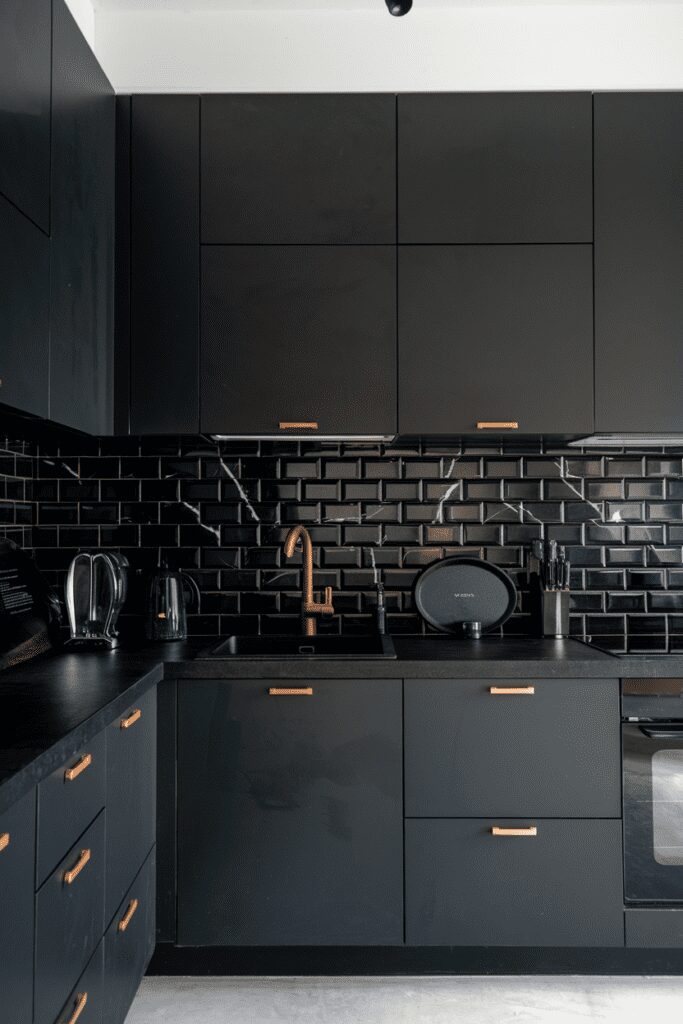 20+ Stunning Black Room Ideas You Need to Try Now! 9 Black Room Ideas: Monochromatic Black Kitchen with Matte Finishes