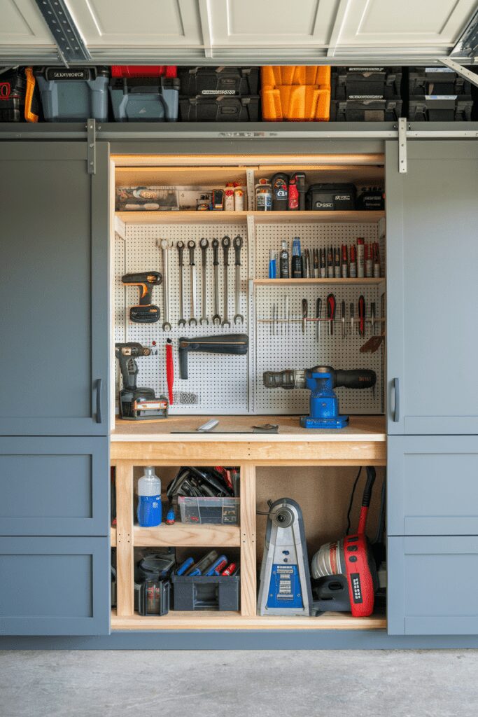 30+ Garage Workshop Layouts Ideas That Will Blow Your Mind! 14 Garage Workshop Layouts Ideas: The Hidden Workshop Behind Cabinets