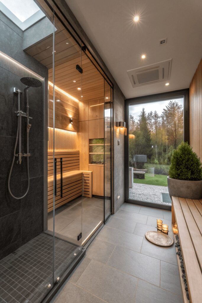 10+ Stunning Singlewide Mobile Home Ideas You Need to See 12 Singlewide Mobile Home Ideas: 12. Luxury Spa Bathroom with a Rain Shower & Sauna Feel