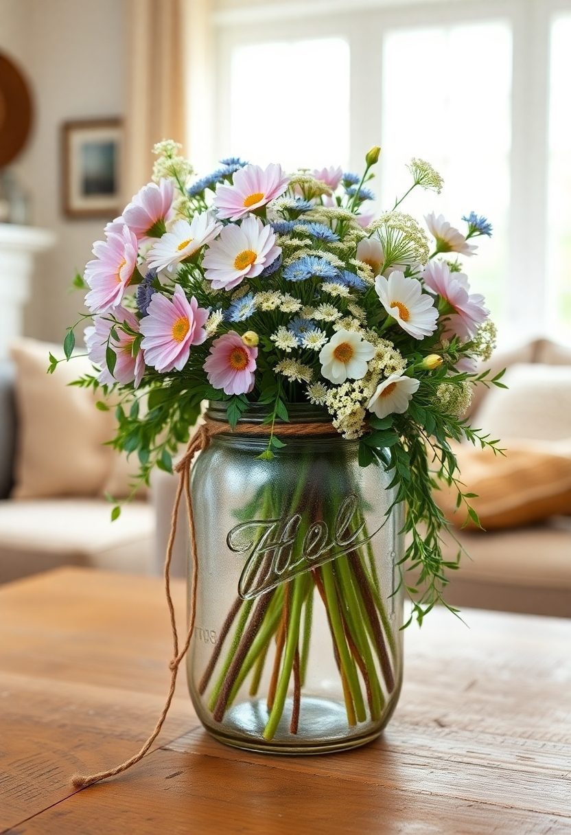 10+ Stunning Table Centerpieces Ideas - You Need to Try! 14 Table Centerpieces Ideas: Mason Jar And Flower Arrangement