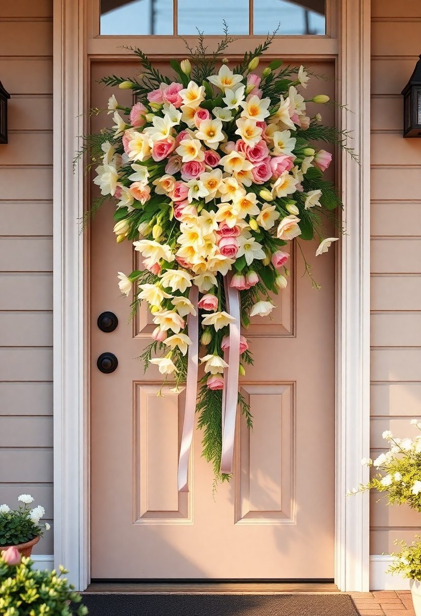 15 Lovely Spring Front Door Decor Ideas to Welcome the Season 5 Spring Front Door Decor Ideas: Floral Swag Designs