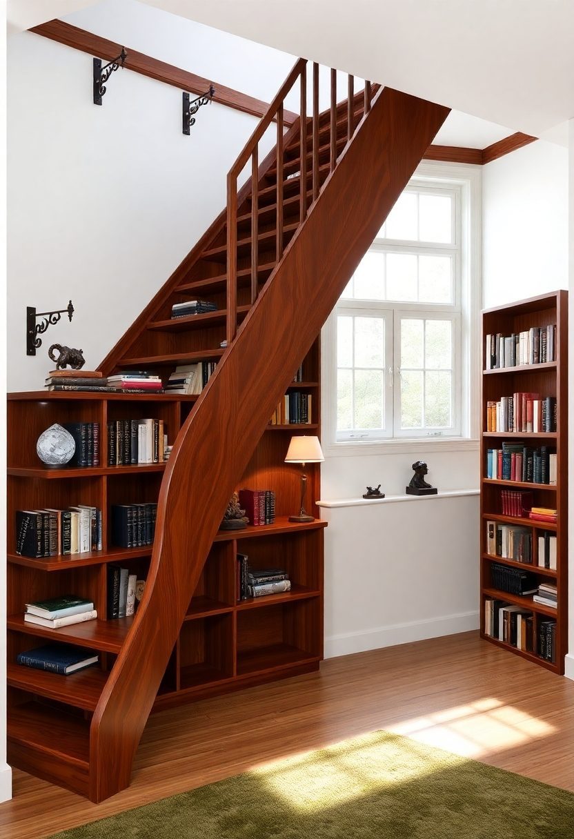 10 DIY Library Wall Ideas for a Cozy Reading Nook! 6 DIY Library Wall Ideas: Staircase Library Wall Design