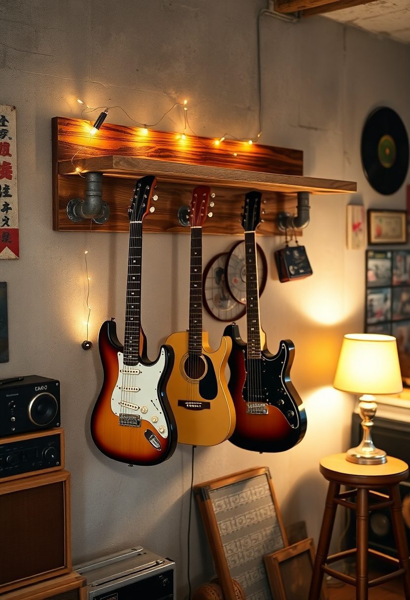 10 Edgy DIY Grunge Room Decor Ideas for the Ultimate Rebel Vibe 3 Grunge Room Decor Ideas: DIY Guitar Shelf