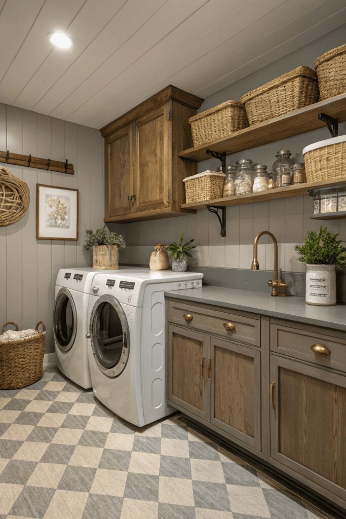 15+ Revere Pewter by Benjamin Moore Ideas - Tips You’ll Love 16 Benjamin Moore Revere Pewter Ideas: 16. Revere Pewter for a Vintage-Inspired Laundry Room