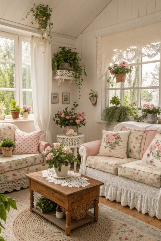 Cottage Core Living Rooms Ideas: 6. The Whimsical Floral Wonderland