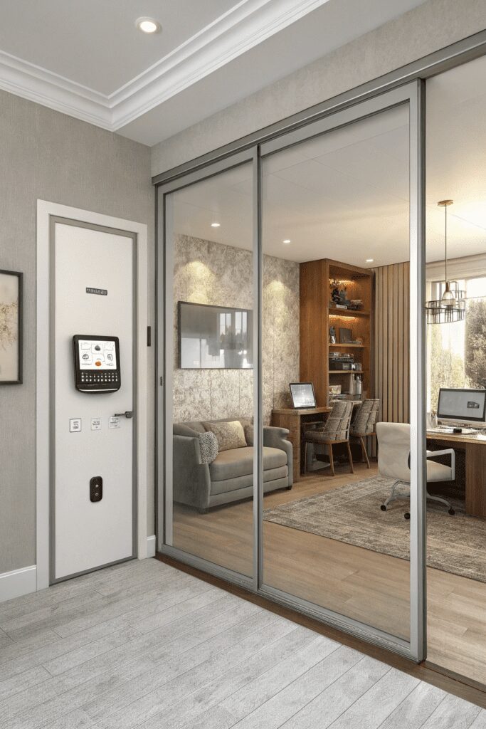 15+ Cased Openings - The Secret to Stylish Room Ideas! 8 Cased Openings Between Rooms Ideas: 8. Smart Glass Sliding Panels for Privacy on Demand