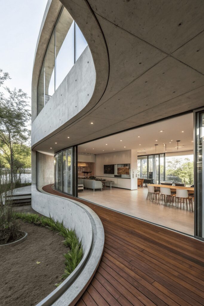 15+ Cased Openings - The Secret to Stylish Room Ideas! 10 Cased Openings Between Rooms Ideas: 10. Curved Concrete Frame for a Modern Architectural Edge