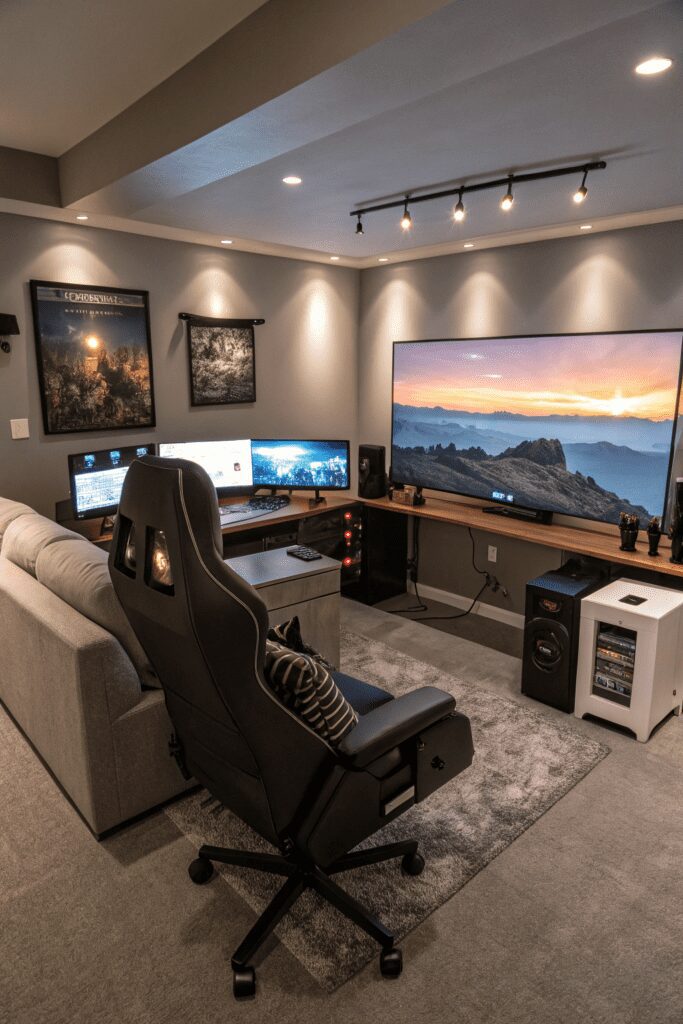 10+ Dreamy Home Theater Ideas You Need to See Now! 4 Home Theater Rooms Ideas: 4. Gamer's Paradise with Multi-Screen Setup
