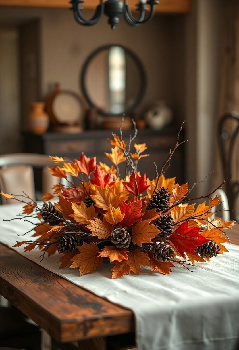 10+ Stunning Table Centerpieces Ideas - You Need to Try! 8 Table Centerpieces Ideas: Seasonal Leaf Arrangement