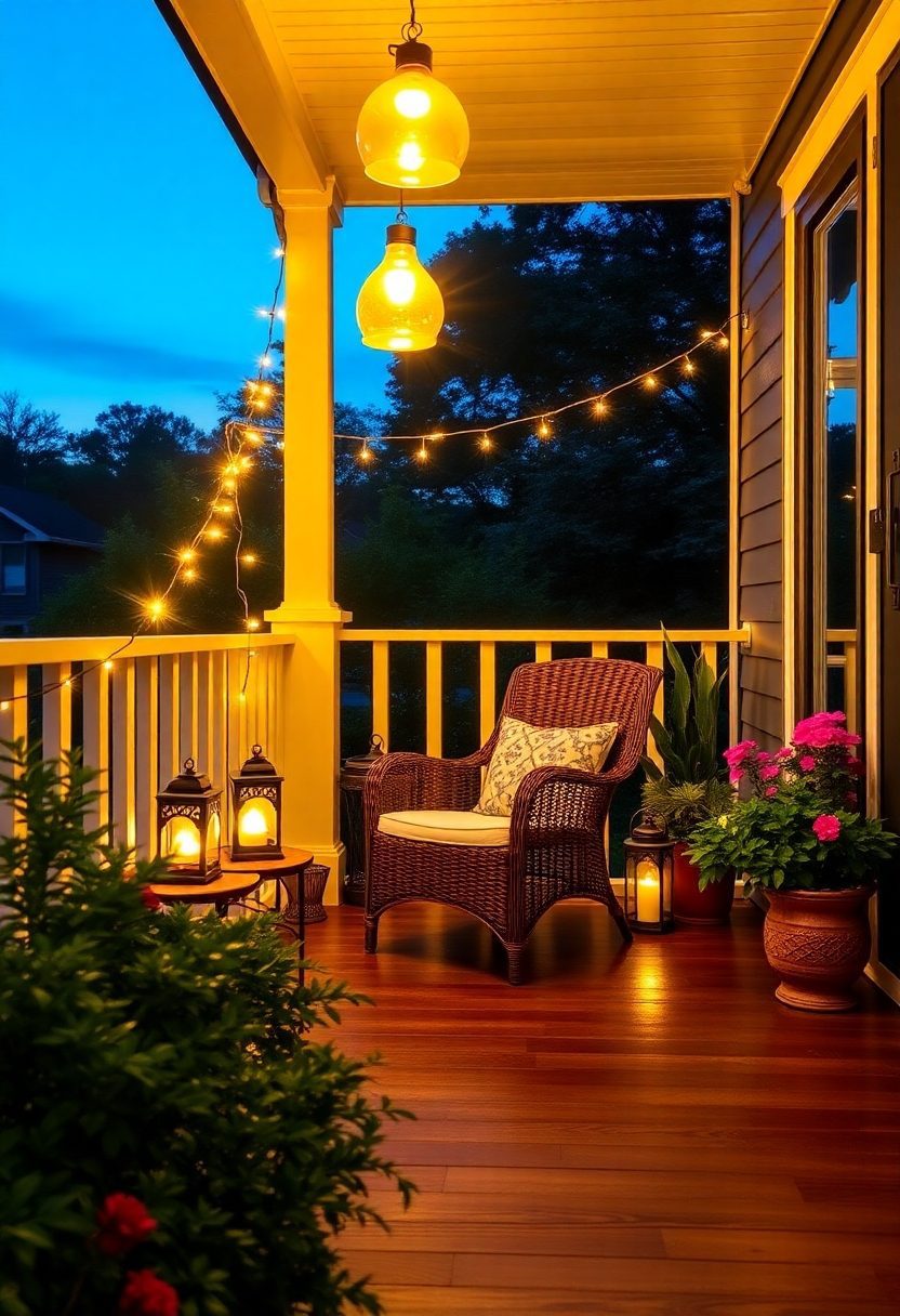 15 Genius Small Front Porch Decorating Ideas - Explore More! 4 Small Front Porch Decorating Ideas: Porch Lighting to Set the Ambiance