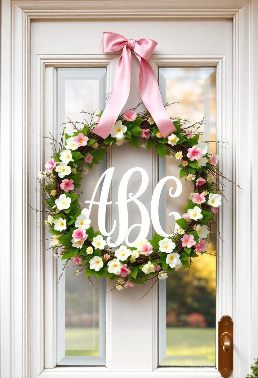 15 Lovely Spring Front Door Decor Ideas to Welcome the Season 6 Spring Front Door Decor Ideas: Monogrammed Spring Door Decor