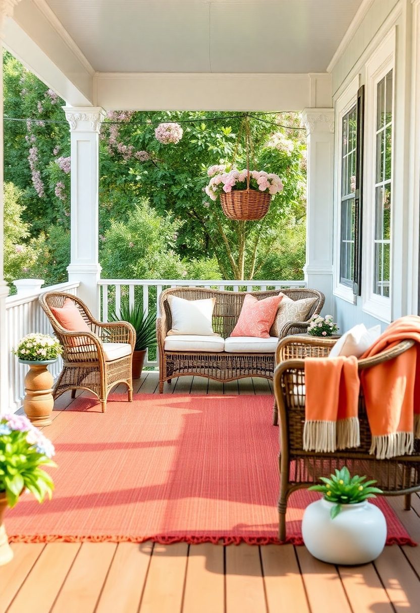 15+ Gorgeous Spring Porch Decor Ideas You’ll Want to Copy! 17 Spring Porch Decor Ideas: Outdoor Rug Selection