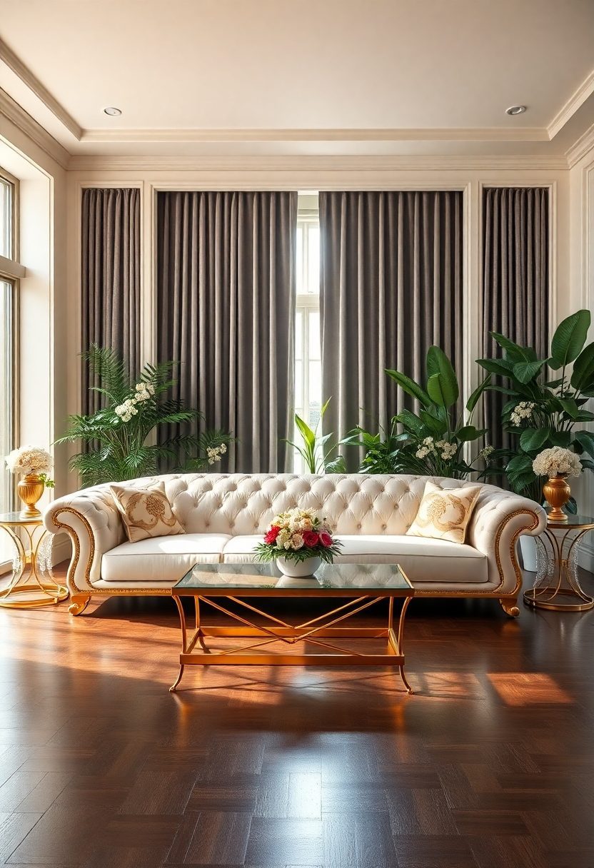 15 Gorgeous Luxury Sofa Living Room Ideas Looks You’ll Want! 15 Luxury Sofa Living Room Ideas: Glamorous Gold Accented Sofas
