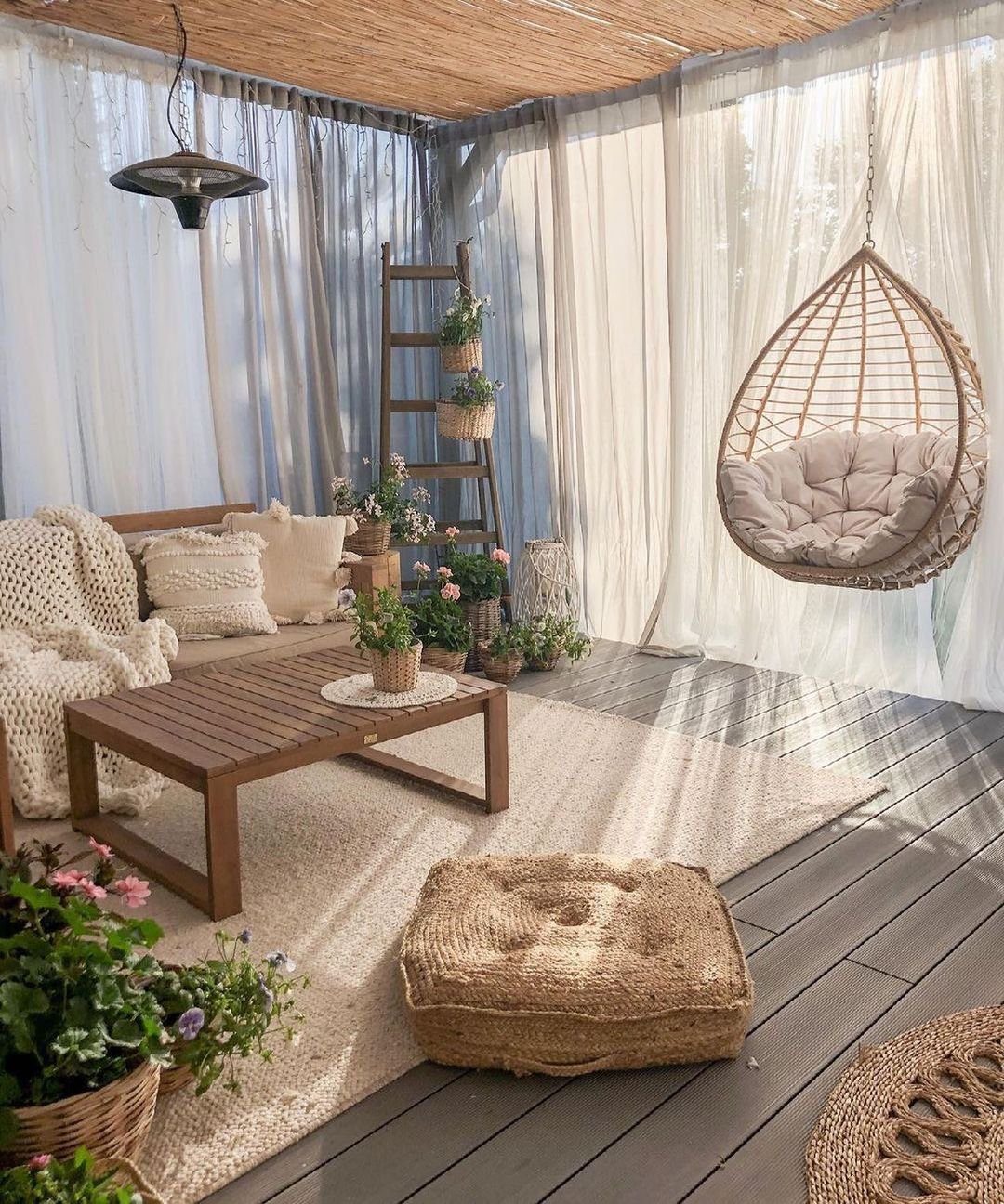 24 Stunning Boho Patio Ideas That Wow in 2025 10 Boho Serenity in a Secluded Alcove With Jute Patio Rug