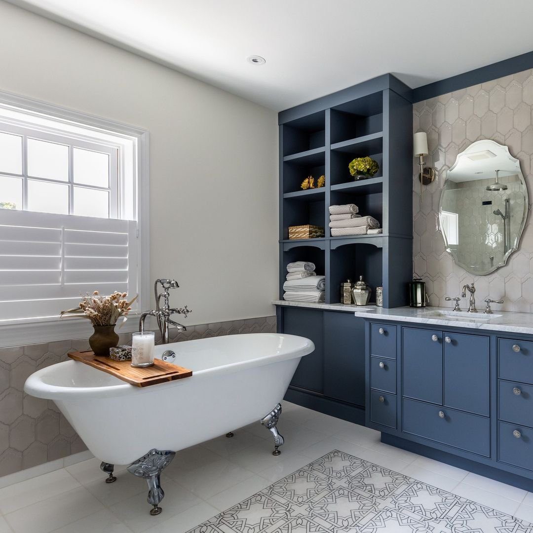 Blinds vs Curtains: Which Wins in 2025? 3 blue vanity bathroom ideas
