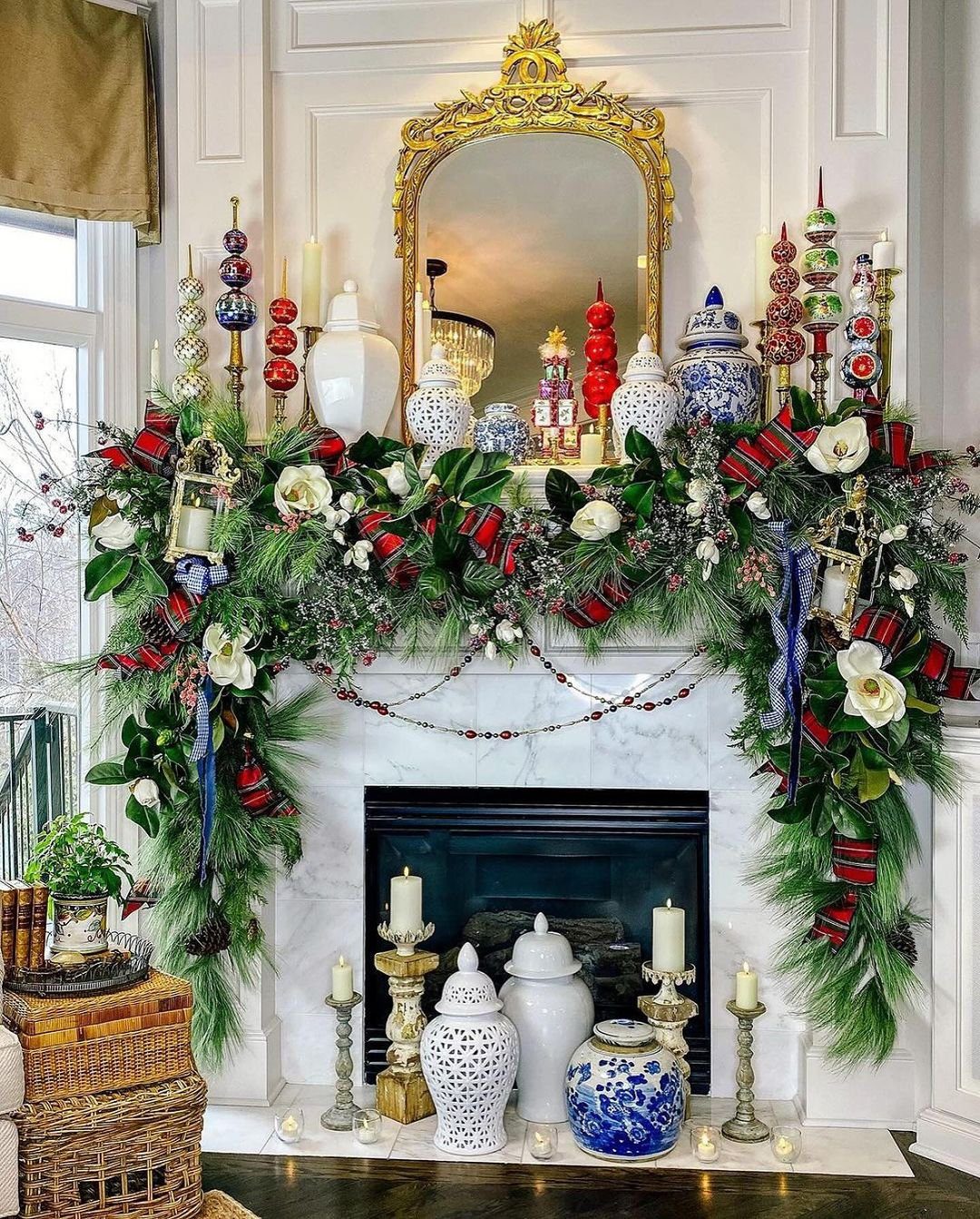 25 Jaw-Dropping Christmas Mantle Garlands for 2025 25 Opulent Red and Green Mantle