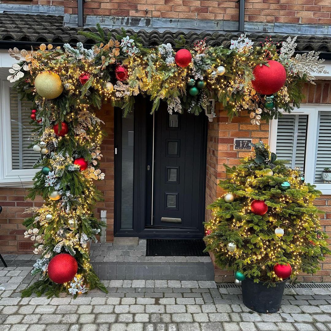 Stunning Christmas Door Garlands to Wow in 2025 6 6. Vibrant Holiday Joy