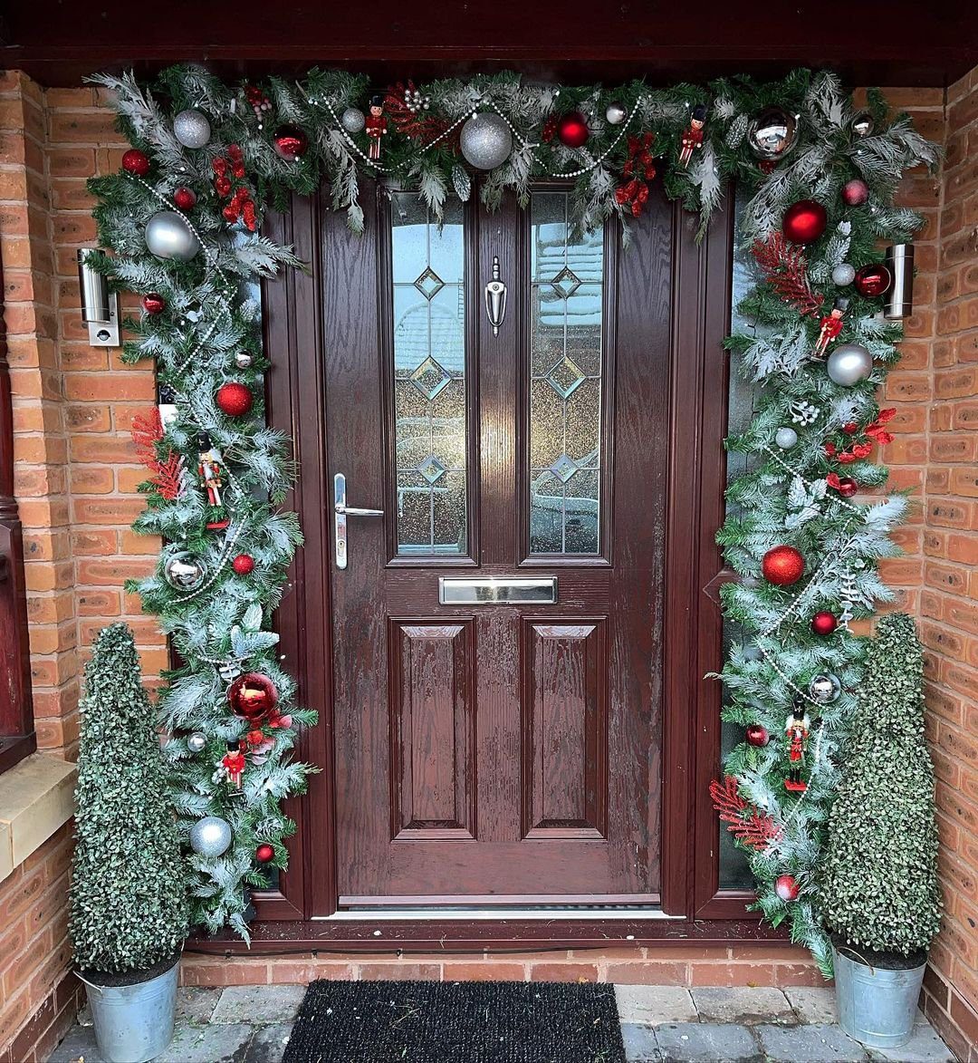 Stunning Christmas Door Garlands to Wow in 2025 8 Frosted Red Delight