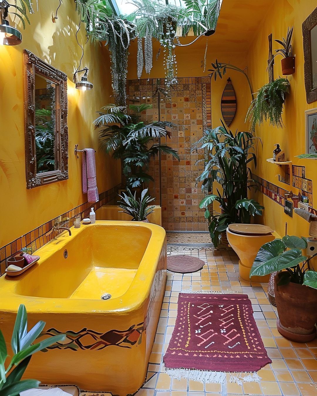 Jaw-Dropping Yellow Bathroom Designs for 2025 1 Warm Yellow With Natural Touches