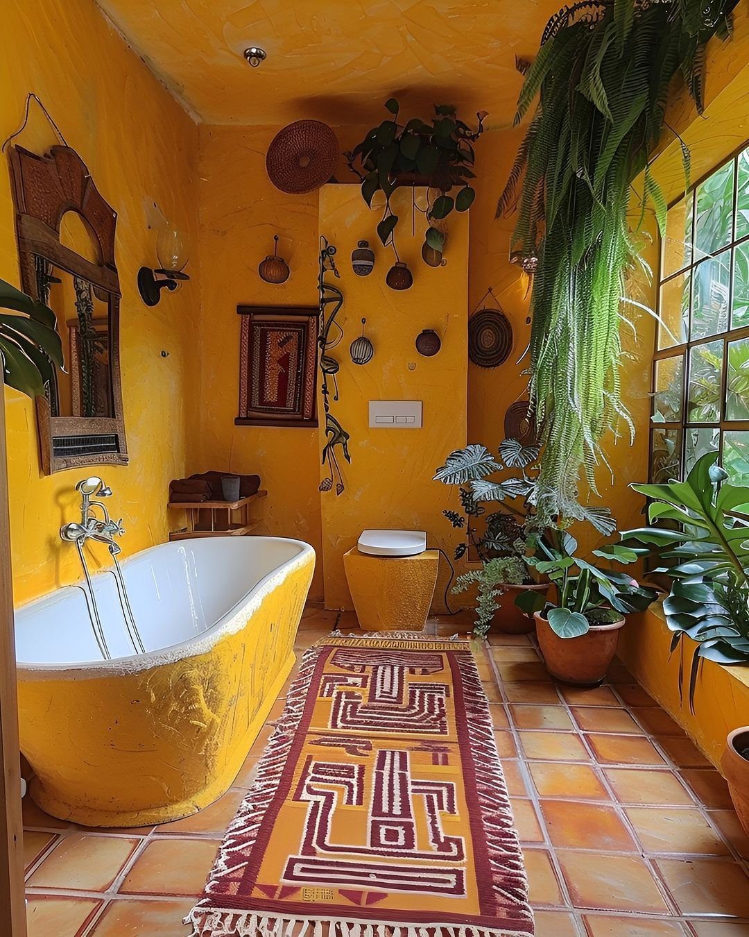 Jaw-Dropping Yellow Bathroom Designs for 2025 7 Bohemian Yellow With Natural Warmth Interior Design