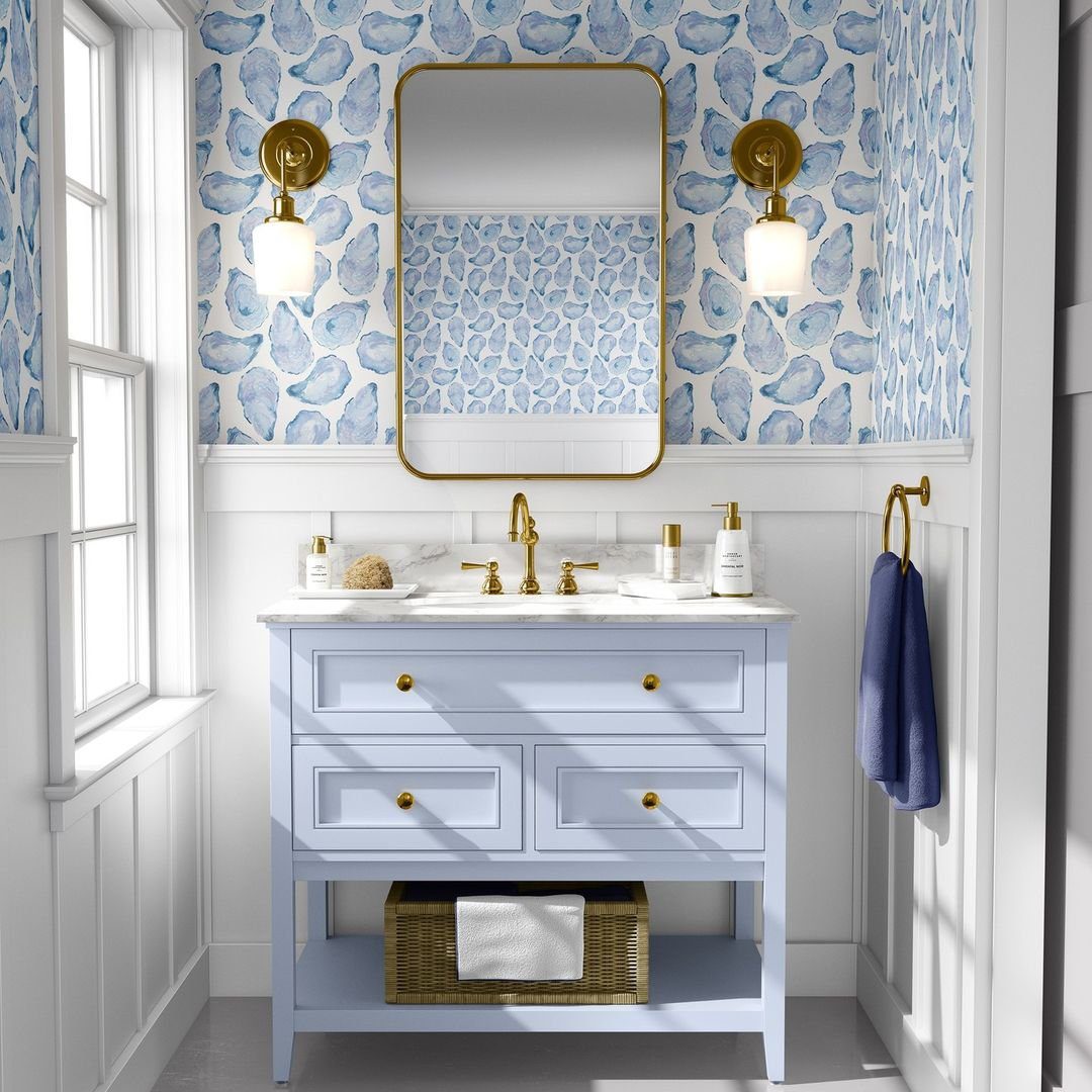 Coastal Bathroom Dreams: 25 Stunning Ideas for 2025! 9 Nautical Blues With Elegant Brass