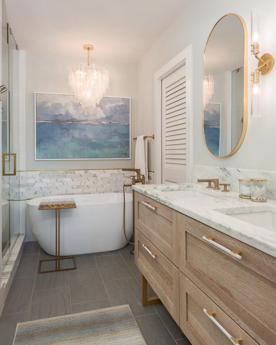 Coastal Bathroom Dreams: 25 Stunning Ideas for 2025! 13 Modern Coastal Elegance With Luxe Touches