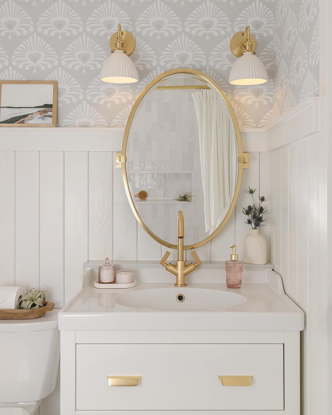Coastal Bathroom Dreams: 25 Stunning Ideas for 2025! 14 Timeless Coastal Charm With Gold Accents