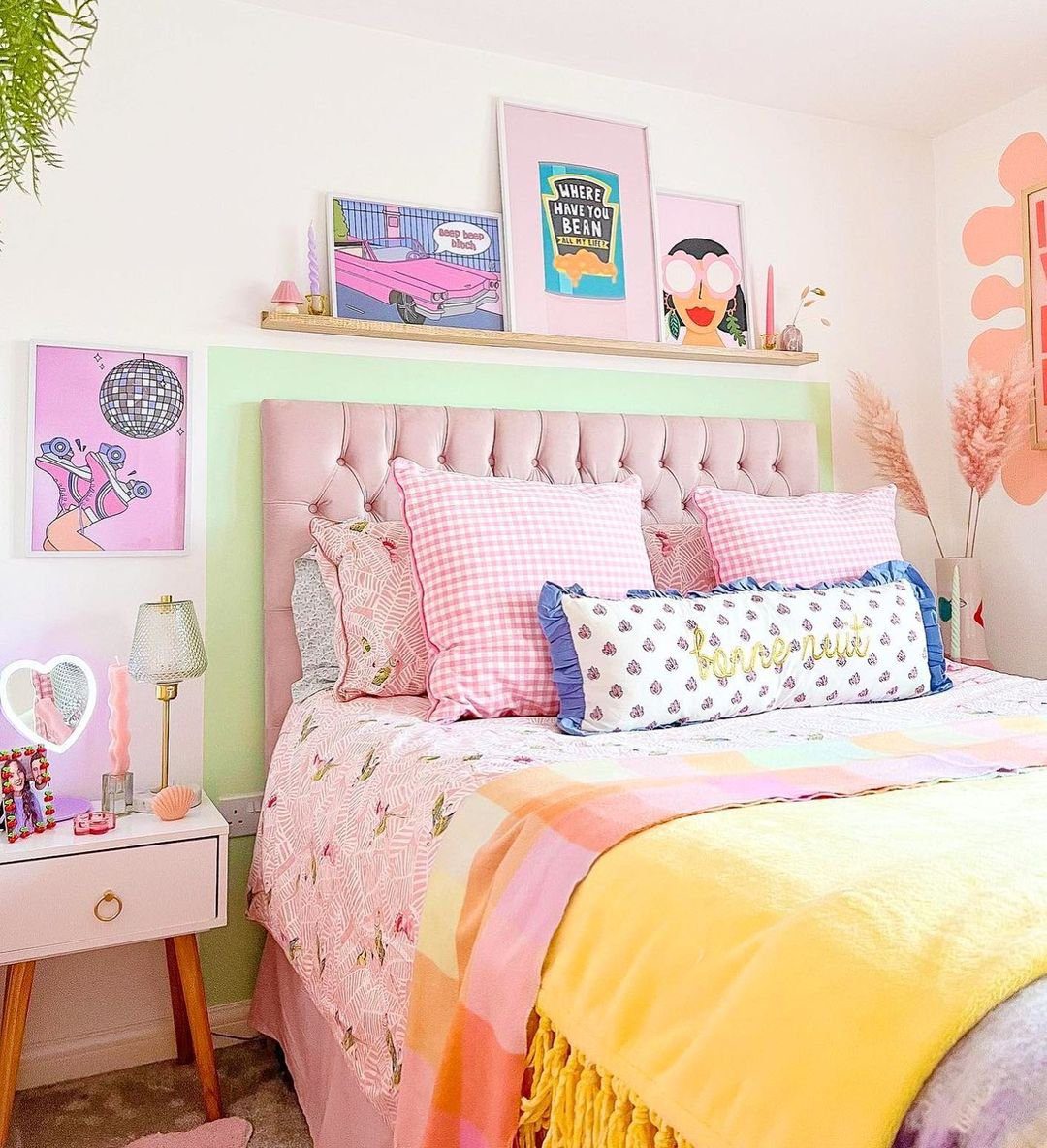 25 Mind-Blowing Dopamine Decor Bedroom Ideas for 2025! 9 Pastel Charm With Playful Prints