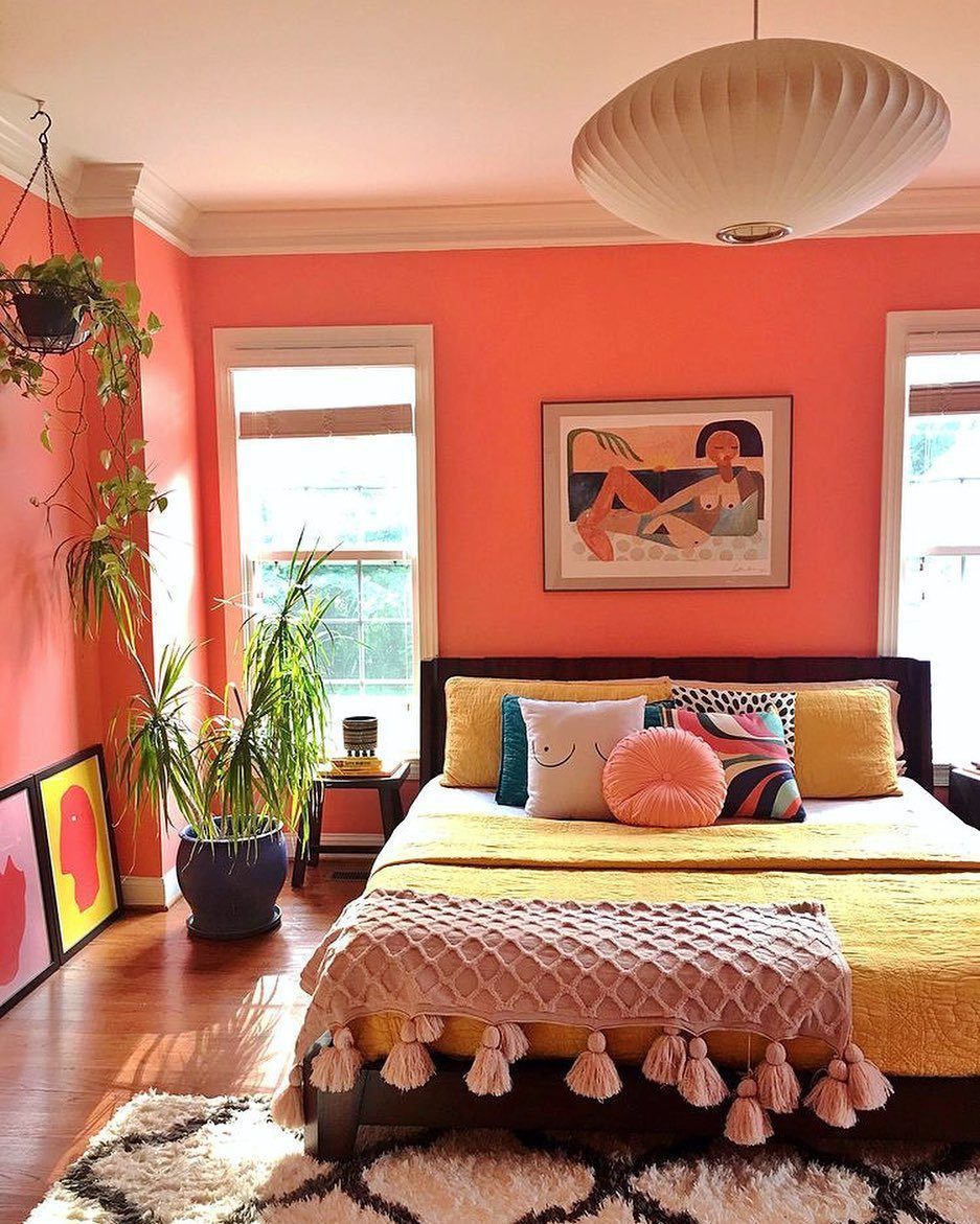 25 Mind-Blowing Dopamine Decor Bedroom Ideas for 2025! 6 Bright Coral For A Happy Space