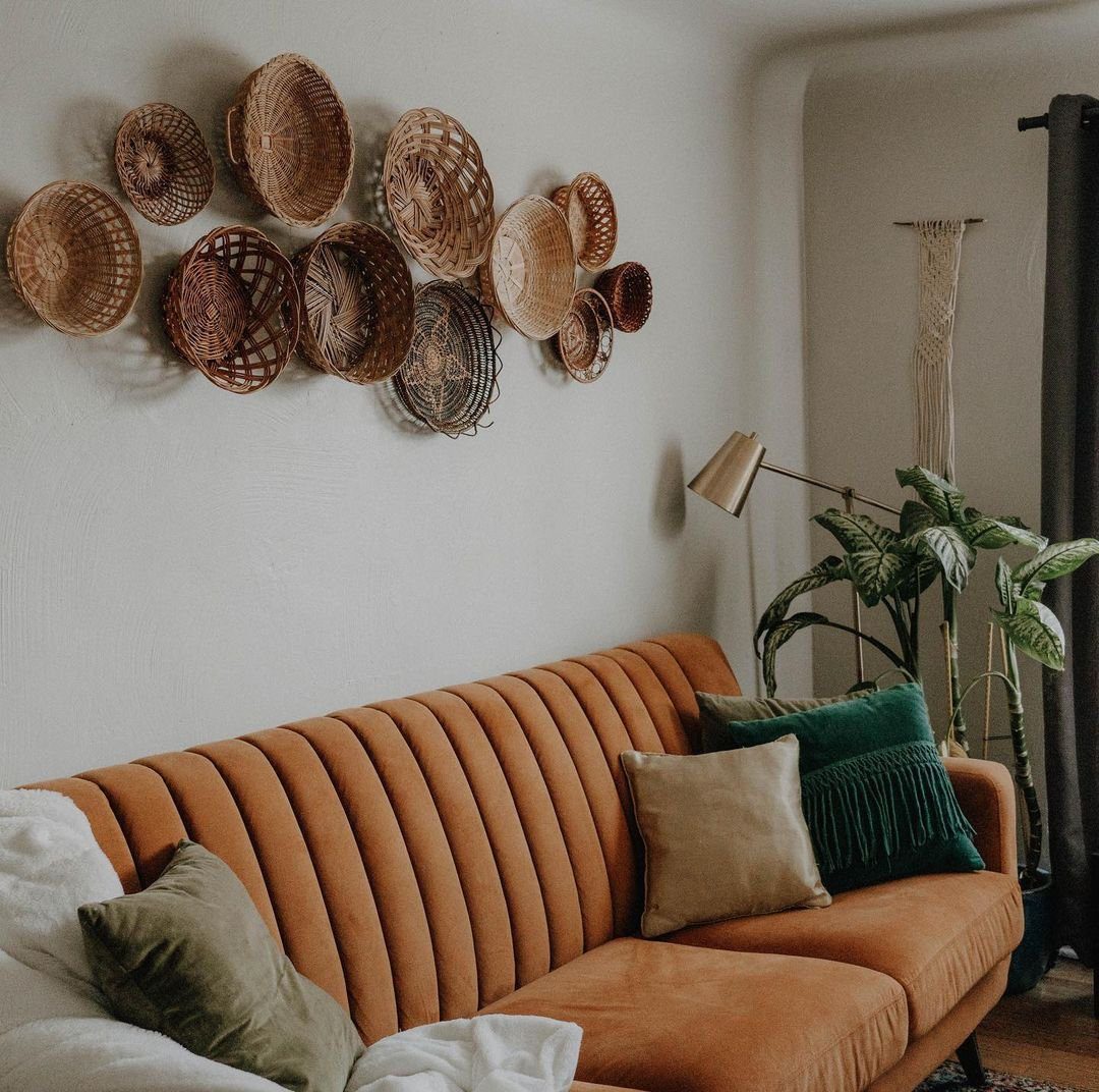 25 Jaw-Dropping Orange Couch Ideas for 2025! 16 Earthy Warmth With Boho Texture