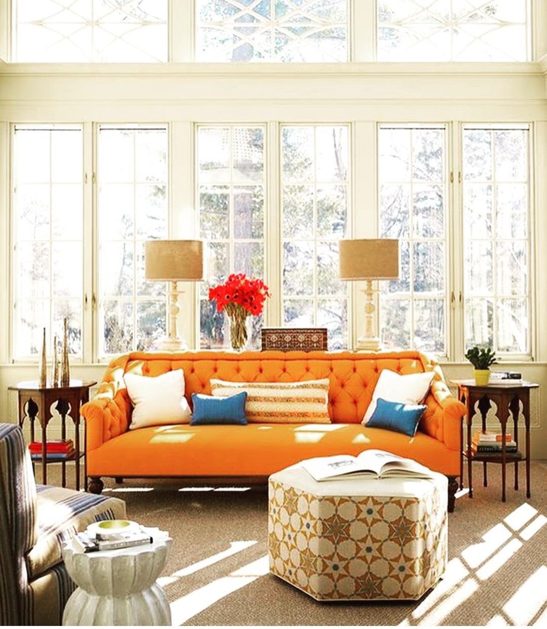25 Jaw-Dropping Orange Couch Ideas for 2025! 19  Sunlit Elegance With A Bold Sofa